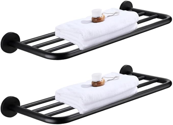 Hotel Towel Racks for Bathroom Wall Mounted, 30 Inch Towel Shelf for Bathroom, 2-Tier Bathroom Towel Rack, Black