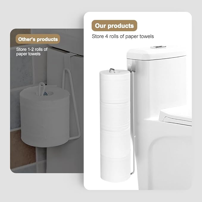 Over The Tank Toilet Paper Holder Bathroom Toilet Tissue Paper Roll Storage Holder Wall Mount Brushed Nickel,Metal Hanging Adhesive Toilet Paper Holder Dispenser Toilet Paper Organizer 1p