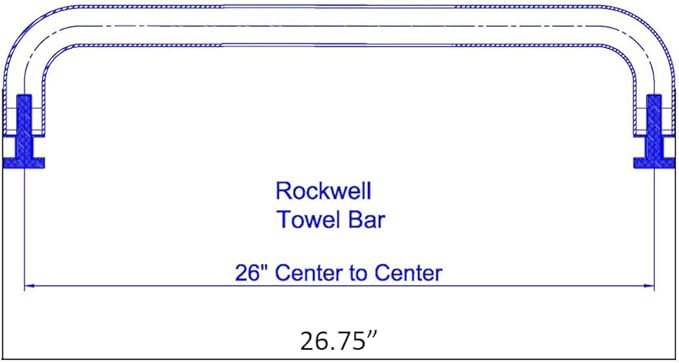 Rockwell Security Mont Hard Single Sided Towel Bar 26 Inch Glass Polished Chrome Finish for Commercial and Residential Frameless Heavy Glass Shower Doors