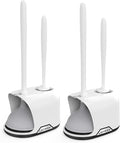 Lefree, 2 in 1 Toilet Brush and Plunger Set with Silicone Bristles, Plastic Material, Includes Holder, White/Black, for Deep Cleaning
