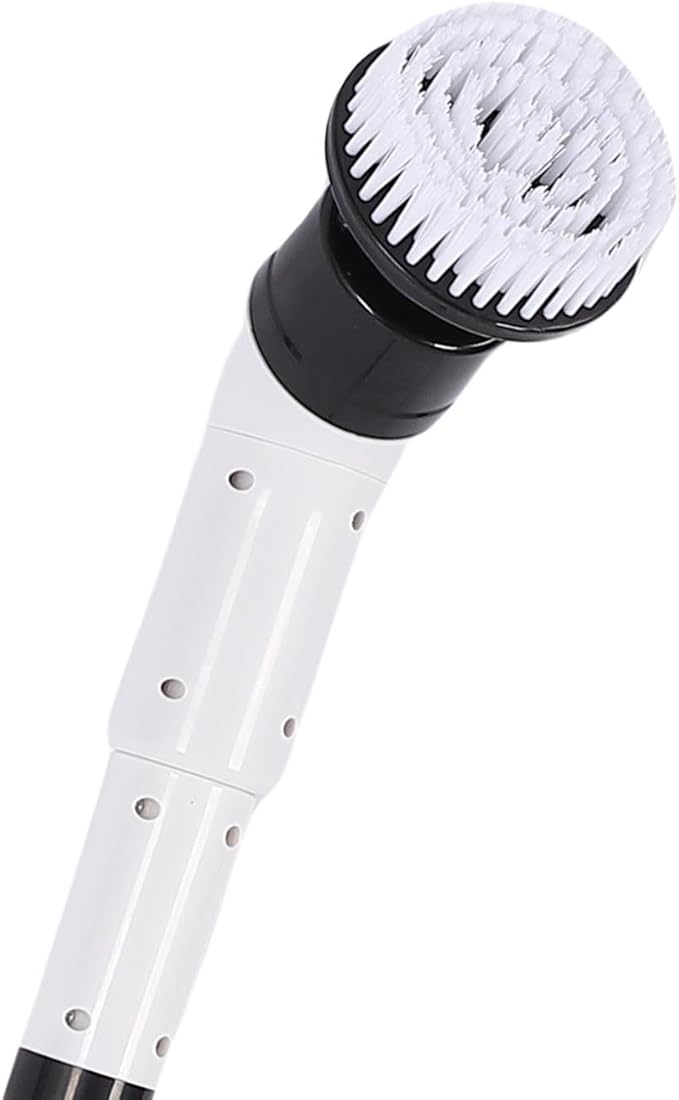 ZJchao Electric Cleaning Brush Cordless Long Handle Adjustable Speed with 9 Replaceable Brush Heads for Bathroom Kitchen Floor Scrubber White