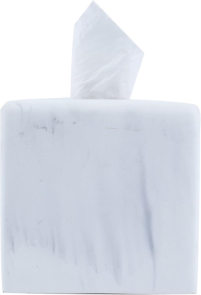 Hymmah Modern Square Tissue Box Cover Holder,Bathroom Accessories Decor Unique Design Tissue Box Cover for Bathroom Vanity Counter Tops Also Great for Bedrooms and Living Rooms