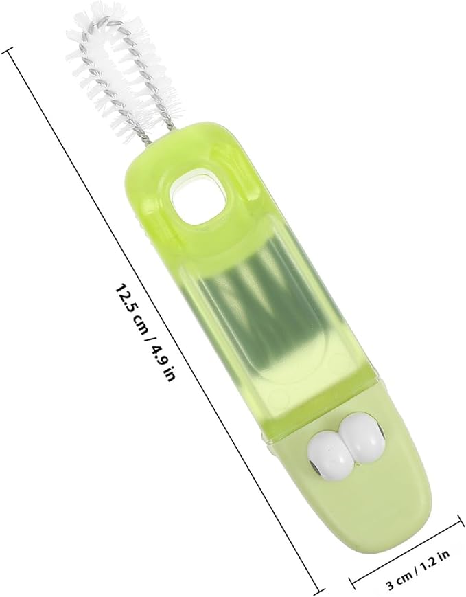 Milisten 3-in-1 Cup Lid Cleaning Brush for Tight Spaces, Portable Kitchen Brush with Crevice Gap Cleaner, Multifunctional Bottle and Straw Scrubber, Mint Green Small Household Tool