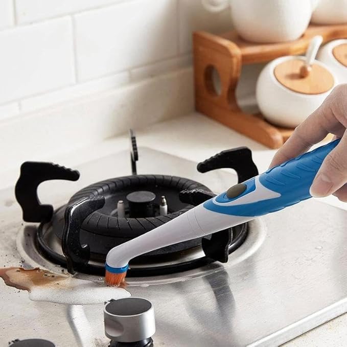 Electric Cleaning Brush Set, 4 Counts/Set Battery Powered Electric Set Including 4 Heads, Multifunctional Cleaning Brush for Kitchen, (Without Battery)