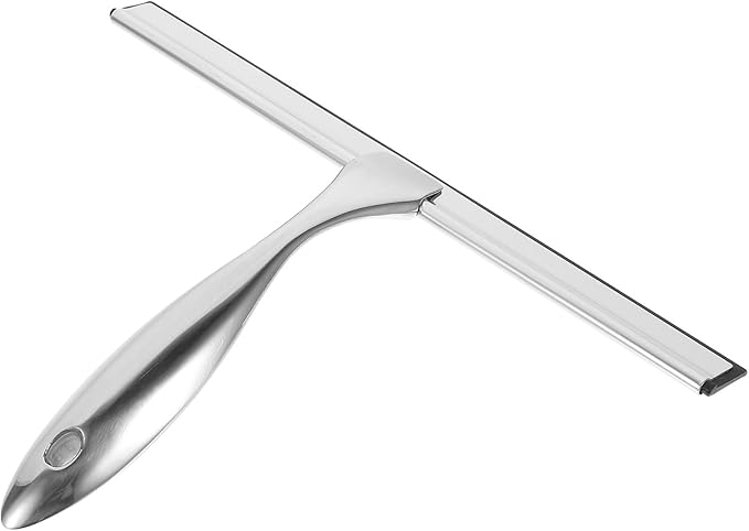 Homoyoyo Window Cleaning Squeegee 10-inch Stainless Steel Glass Wiper with Nail-Free Adhesive Hook for Shower Doors Bathroom Car Windows