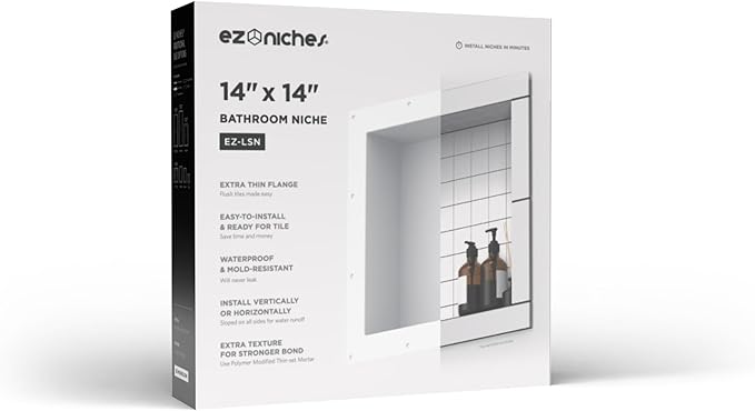 USA - Ready for Tile Niche Preformed Bathroom Recess It Shower Shampoo Shelf (14" X 14")