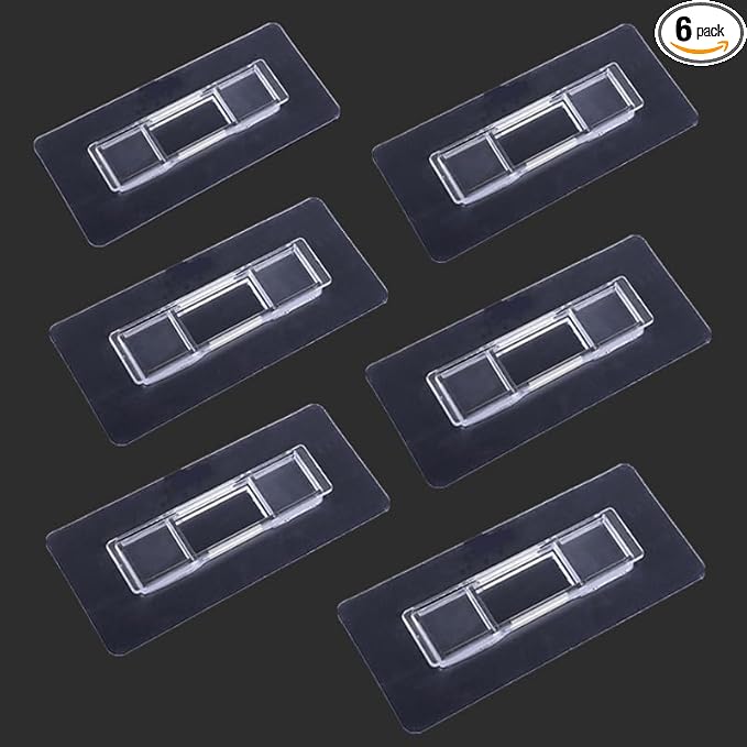 6 PCS Rectangular Shower Caddy Adhesive Replacement for Kitchen Bathroom Transparent Self-Adhesive Hooks Stickers for No Drilling Storage Shelf, Wall Mounted Corner Shelves, Set 6