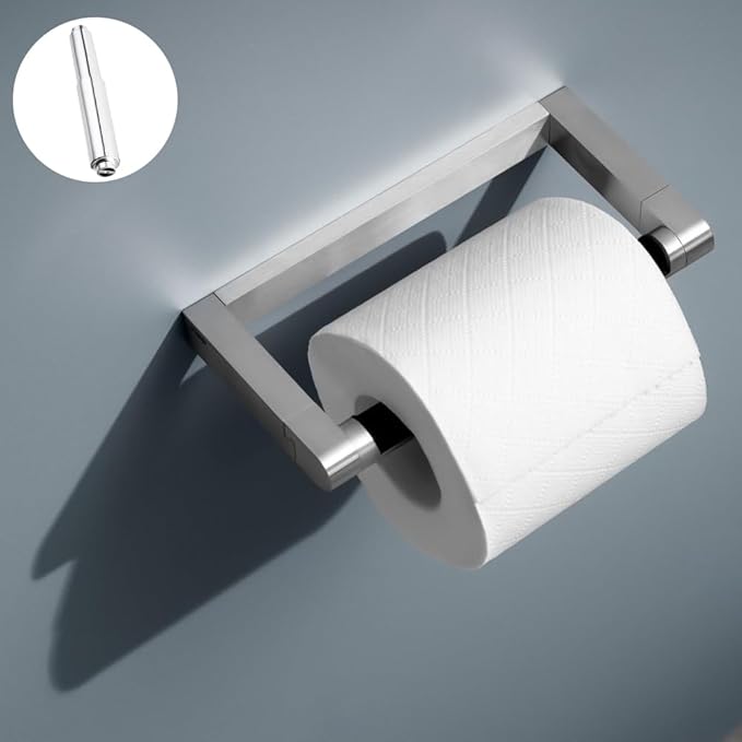 2 Pack Stainless Steel Toilet Paper Holder Replacement Rod Universal Fit Spring Toilet Paper Holder Roller Replacement(Chrome)