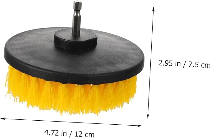 Electric Drill Brush Replacement Heads 5-Inch Round Yellow Scrub Brush Set for Home Cleaning Tools, Sturdy Drill Attachment for Kitchen and Floor Surfaces, Portable Household