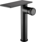 becola Modern Matte Black Bathroom Faucet，Tall Waterfall Faucet for Bathroom Sink，Single Hole Cold and Hot Basin Mixer Tap，Single Handle Vanity Faucet with Adjust Knobs and Two Supply Lines