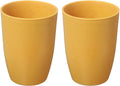 uxcell 2 Pcs Simple Toothbrush Cup, 3 x 3 x 4.1 Inch Bathroom Tumbler Reusable Plastic Cup Set for Storing Toothpaste Toothbrushes Combs Water Beverages, Yellow