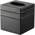 Monarch Abode Tissue Box Cover Square – Handcrafted Border Embossed Black Metal Tissue Holder Box for Bathroom Accessory, Aesthetic Decorative Facial Napkin Cube for Modern Home Decor