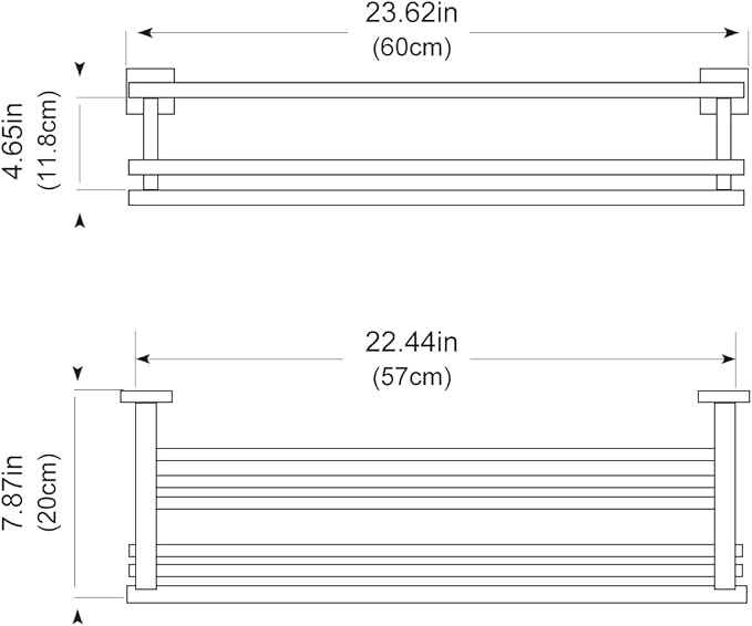 Towel Rack for Bathroom 20 Inch Wall Mounted Towel Rack Brushed Gold Towel Shelf with Double Towel Bar SUS304 Stainless Steel Towel Holder for Bathroom Wall Hotel Towel Rail