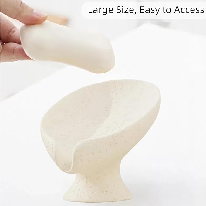 Bar Soap Holder, Soap Dish for Shower, Self Draining Soap Dish,Travertine Style Soap Holder, Used for Sinks, Bathrooms, Showers,Kitchens (White Limestone)
