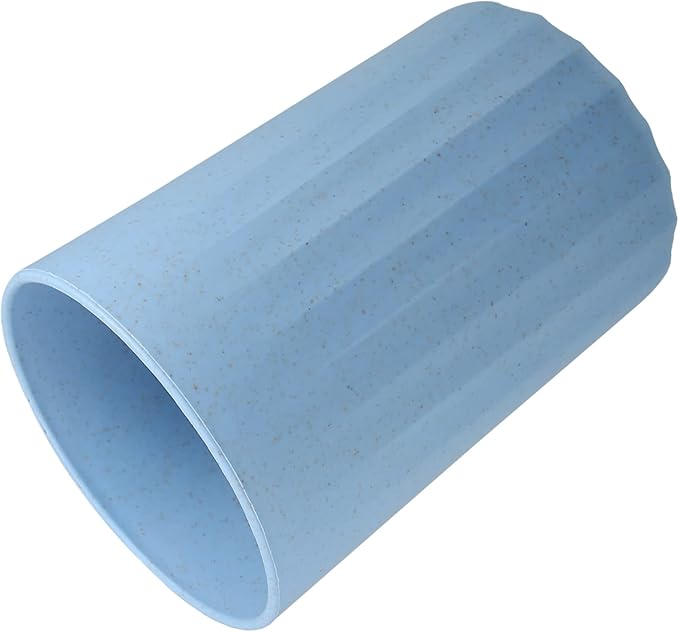 VOCOSTE 1Pc Bathroom Tumbler with Smooth Lines, Wheat Straw Cup, for Bathroom for Toothpaste Blue 4.09''x2.80''