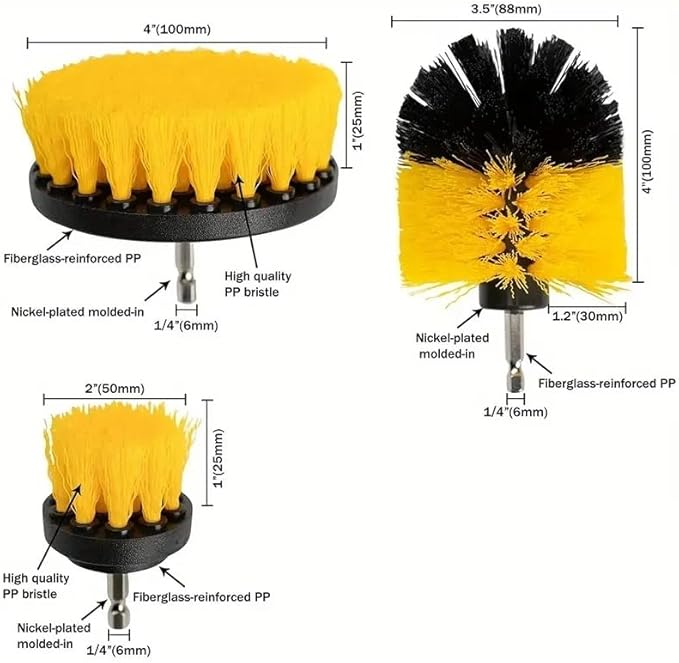 3pcs Power Scrubber Brush Set for Bathroom Drillbrushes Cordless Attachment Kit Power Toilet Brush Electric Cleaning Brush
