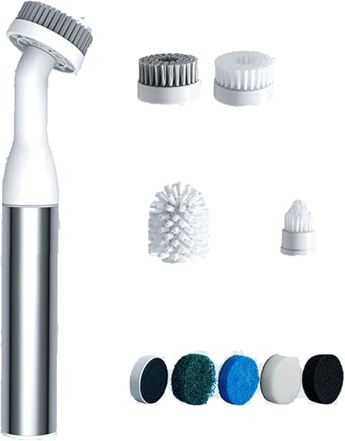 Multifunctional Electric Cleaning Brush with 8 Brush Heads, IPX7 Waterproof Cordless Scrubber, 360 Rotation for Kitchen Bathroom Tile Grout Sink