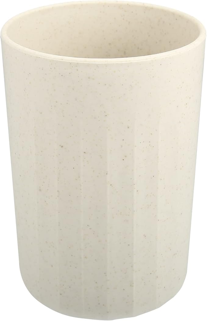 VOCOSTE 1Pc Bathroom Tumbler with Smooth Lines, Wheat Straw Cup, for Bathroom for Toothpaste Beige 4.09''x2.80''