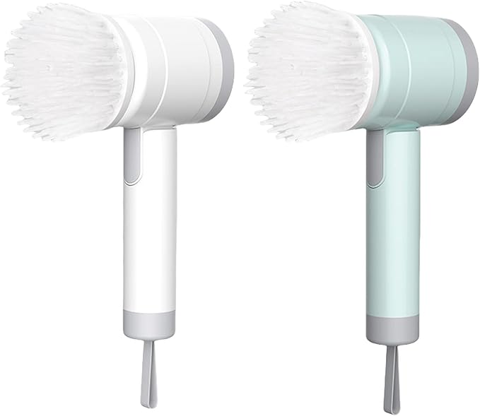 1. USB Rechargeable Electric Scrubber Brush with 3 Water Heads for Stubborn on Tiles Bathtubs Kitchen Surfaces Electric Brush