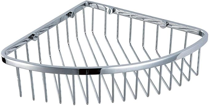 Corner Shower Caddy,Chrome Corner Shower Basket,Wall Mounted Bathroom Soap Holder & Shampoo Shelf,Solid Brass Wire Basket Soap Dish for Inside Shower,Polished Chrome