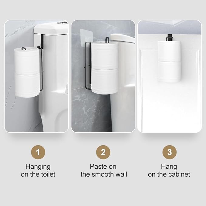 Over The Tank Toilet Paper Holder,Bathroom Toilet Paper Roll Holder for 2 Roll Tissue Brushed Nickel,Self Adhesive Toilet Paper Holder Storage Wall Mount,Stainless Steel Toliet Paper Holder（1 Pcs）