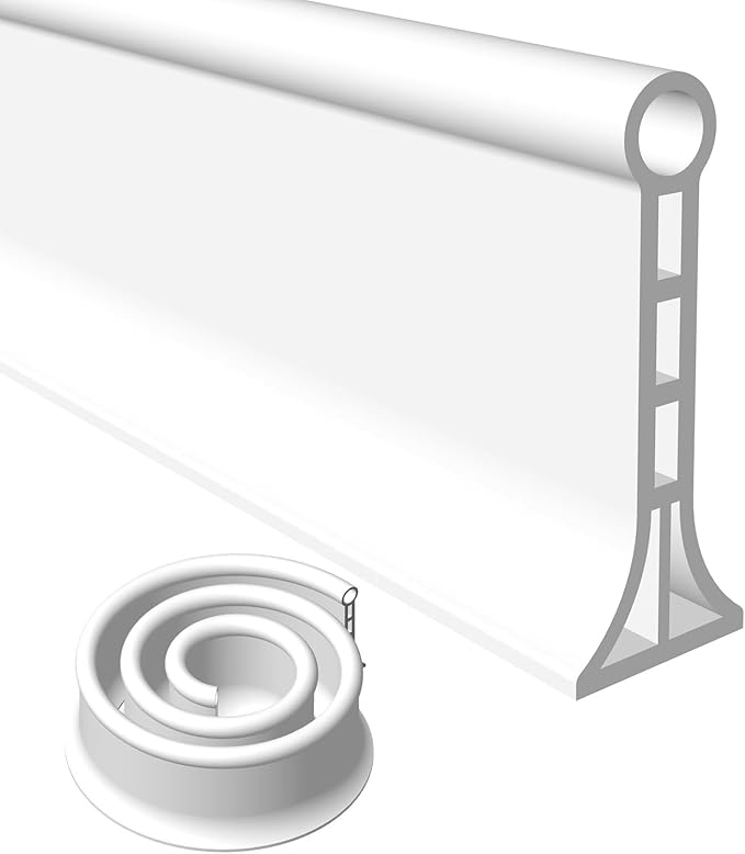 3.15" High- Shower Threshold Water Dam,New Shower Dam - Collapsible Shower Water Dam,Shower Splash Guard Water Dam Barrier for Wet and Dry Separation (43" White)