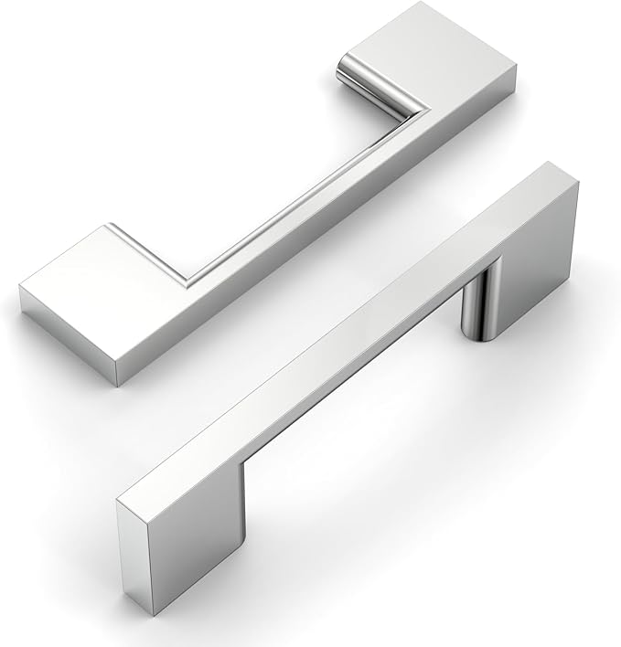 Amerdeco 10 Pack Polished Chrome Cabinet Pulls 3 Inch(76MM) Hole Centers Kitchen Cabinet Handles Cabinet Hardware Kitchen Handles for Cabinets Cupboard Handle Drawer Pulls ZH0060