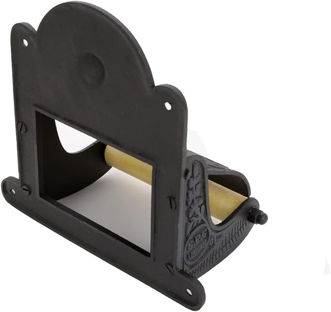 Renovators Supply Manufacturing Black Wall Mount Toilet Tissue Paper Holder 6.9" Wide Antique Ornate Victorian Style Solid Aluminum Rust Resistant Toilet Tissue Roll Holder Storage with Lid