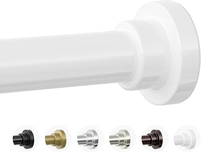 Shower Curtain Rod, 1" Diameter Heavy Duty Tension Shower Rod, Non Slip Adjustable 28-74 inch No Drill Shower Curtain Rods Spring Tension For Bathroom, Shower Stall, No Rust, White
