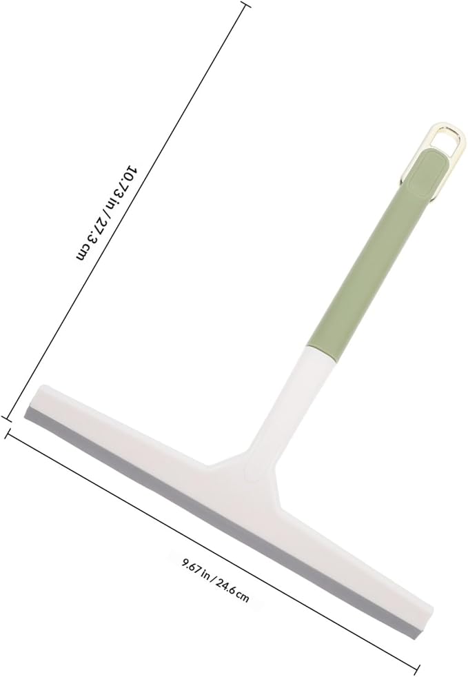 Glass Shower Door Squeegee for Glass Cleaning, Wide Household Water Scraper with Soft Handle, Light Green Bathroom Window Wiper Tool for Shower and Car Windshield