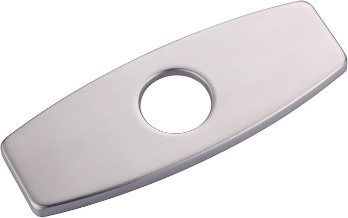 Bathroom Faucet Escutcheons Brushed Nickel: 6 Inch Sink Hole Cover - Non-Leakge Deck Plate For Bathroom Faucet - Solid Faucet Base Plate for 1 or 3 Hole Bathroom Vanity Basin - 4" Faucet Cover Plate