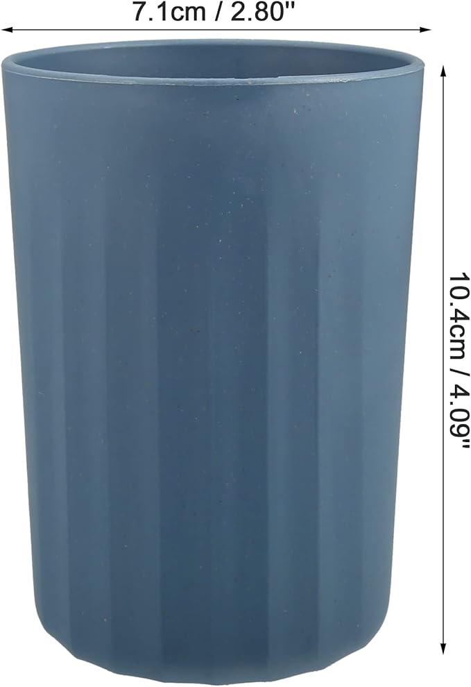 VOCOSTE 1Pc Bathroom Tumbler with Smooth Lines, Wheat Straw Cup, for Bathroom for Toothpaste Deep Blue 4.09''x2.80''