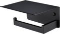 APLusee Matte Black Toilet Paper Holder with Shelf, Left Side 304 Stainless Steel Tissue Hanger, Wall Mounted