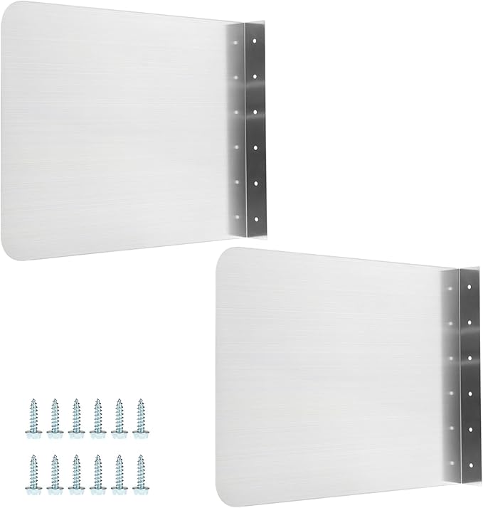 QWORK 304 Stainless Steel Splash Guard Set, Rustproof, Wear-Resistant, Quick Installation, Rounded Design for Safety