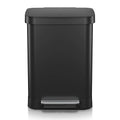 Glad Stainless Steel Step Trash Can, Series 2 with Clorox Protection - Large Black Kitchen Garbage Bin with Soft Close Lid, Foot Pedal and Waste Bag Roll Holder, 13 Gallon