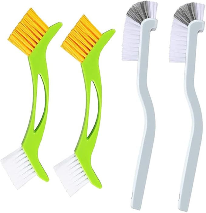 4pcs Double Head Scrub Cleaning Brush for Deep Grout and Corner Cleaning Plastic with Curved Handle Design Reusable Tile Line Cleaner for Kitchen Sink and Bathroom Surfaces