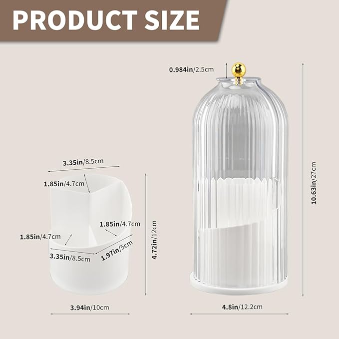 Rotating Toothbrush Holder with Sliding Dustproof Cover, 3-Slot Countertop Bathroom Organizer for Electric Toothbrush, Makeup Brushes, Vanity Sink Storage