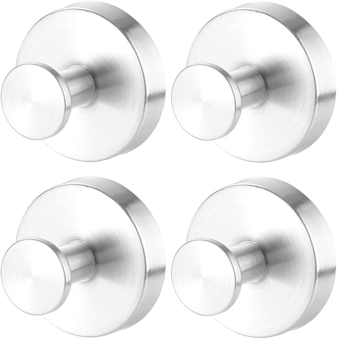 YEYSXSY Luxe Hold No Drill Hooks Stainless Steel Waterproof Suction Cup Hooks Towel Bath Robe Hooks for Bathrooms Silver 4 PCS