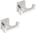 GERZWY Brushed Stainless Steel Coat/Robe Clothes Hook for Bath Kitchen Modern Hotel Style, Bathroom Double Towel Hook Wall Mounted 2 Pack AG1417B-LS