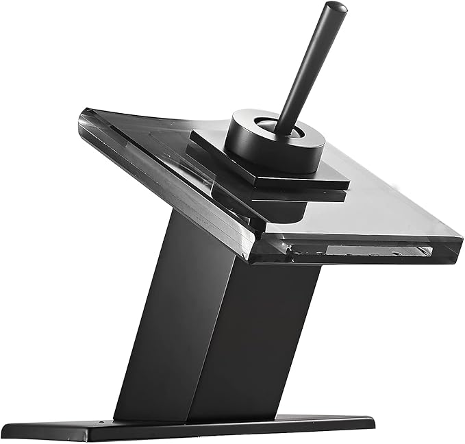 Black Bathroom Sink Faucet Glass Spout Waterfall Single Handle 1or 3 Hole Bath Sink Lavatory Faucet Vanity Basin Mixer Tap with Cover Plate Deck Mount Commercial