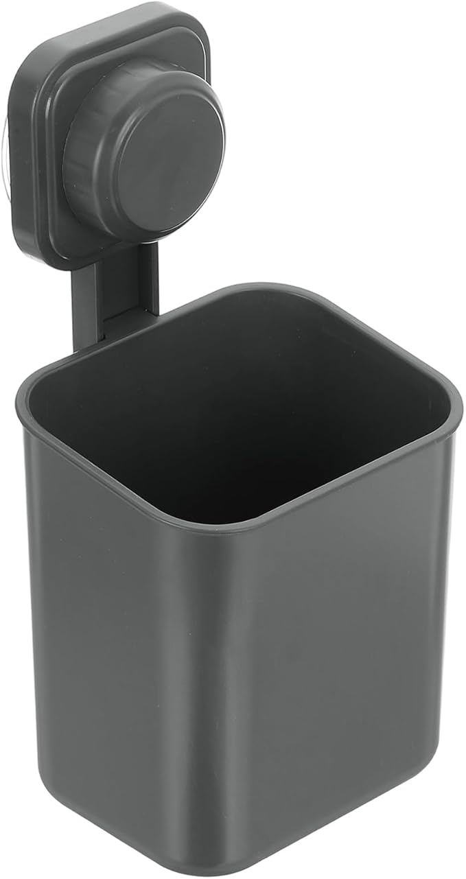 uxcell 1Pcs Suction Toothbrush Holder, 4" x 8" Wall Mounted Shower Caddy Organizer Cup for Tooth Brush, Toothpaste, Razors in Bathroom, Kitchen(Gunmetal Grey)