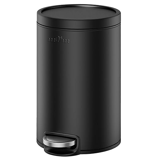 mVm Kitchen Trash Can with Lid, 5.3 Gal Black Trash Can Garbage Can for Home Office (Black)