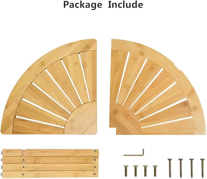 Zhuoyue Bamboo Corner Shower Stool Bench Waterproof with Storage Shelf, for Shaving Legs or Seat in Bathroom & Inside Shower