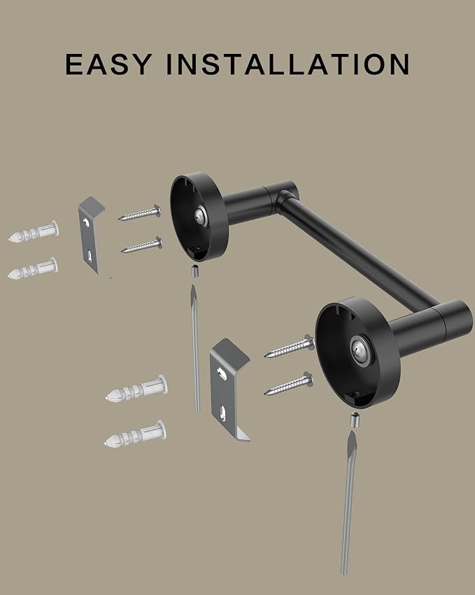 Bathroom Hardware Set 2 Piece-Black Towel Ring and Toilet Paper Holder Stainless Steel and Zinc Alloy Bathroom Hand Towel Holder Towel Hanger Matte Black Wall Mounted (Update)