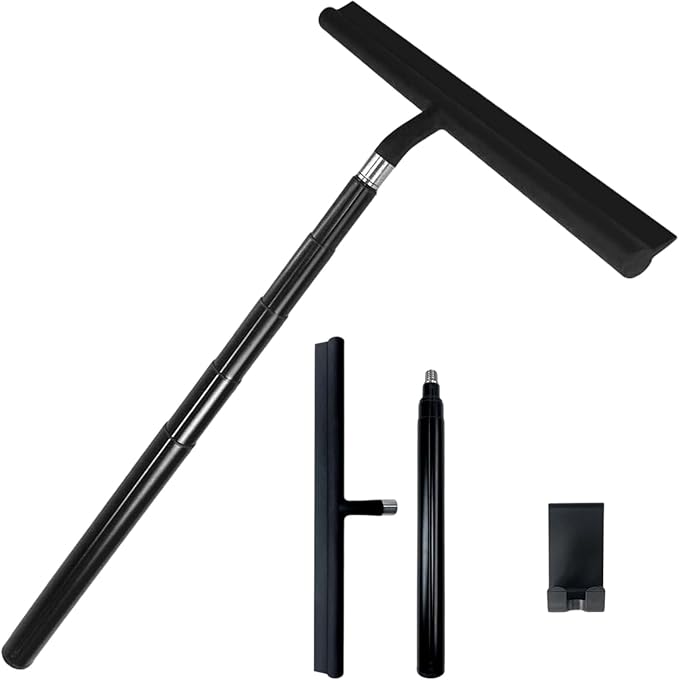 Expandable Bathroom Window Steel Long Handle Shower Scraper with Nonslip Hook Multipurpose Surfaces Maintenance