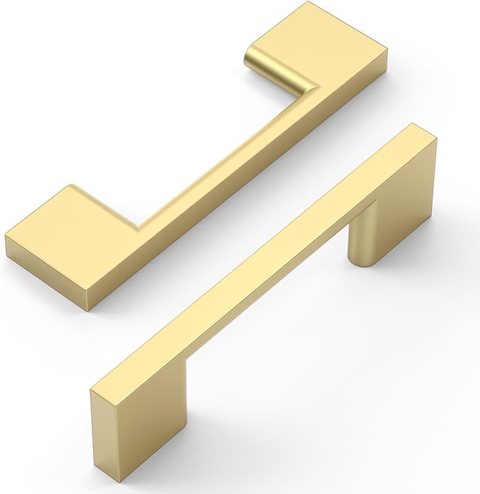 Amerdeco 10 Pack Brushed Gold Cabinet Pulls 3 Inch(76MM) Hole Centers Kitchen Cabinet Handles Cabinet Hardware Kitchen Handles for Cabinets Cupboard Handle Drawer Pulls ZH0060