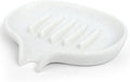 Soap Dish with Drain- Self Draining Bar Soap Holder for Shower, Marble Look Soap Savers Soap Tray Sponge Holder for Kitchen, Bathroom, Bathtub Sink, Crystal White