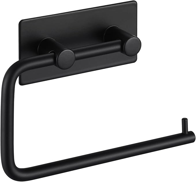 KES Toilet Paper Holder Self Adhesive Stainless Steel Tissue Towel Paper Roll Holder RUSTPROOF Matte Black, A7070-BK