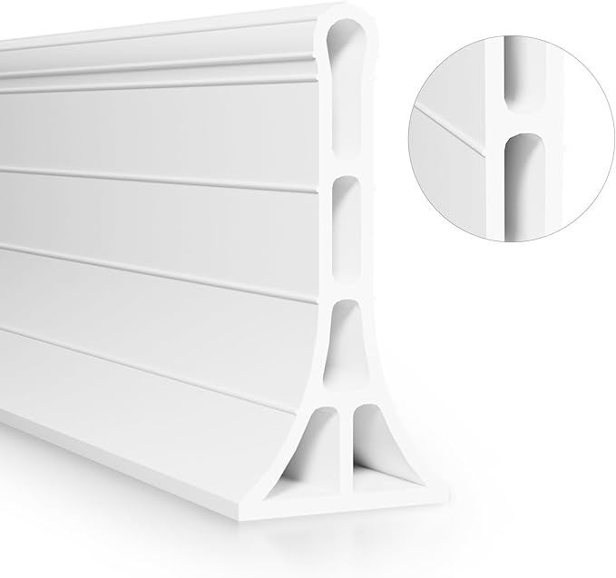 3.2" High Shower Threshold Water Dam 98 Inch Collapsible Self Adhesive Shower Water Splash Guard for Shower Water Blocker for Wet and Dry Separation Bathroom and Kitchen
