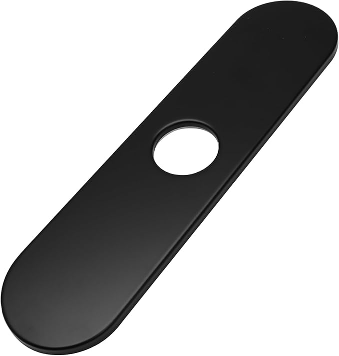 BokWin 10-Inch Faucet Deck Plate, Stainless Steel Sink Hole Cover in Black, Quick Installation for Single Hole Faucet to Cover Unused Holes on Kitchen or Bathroom Sink